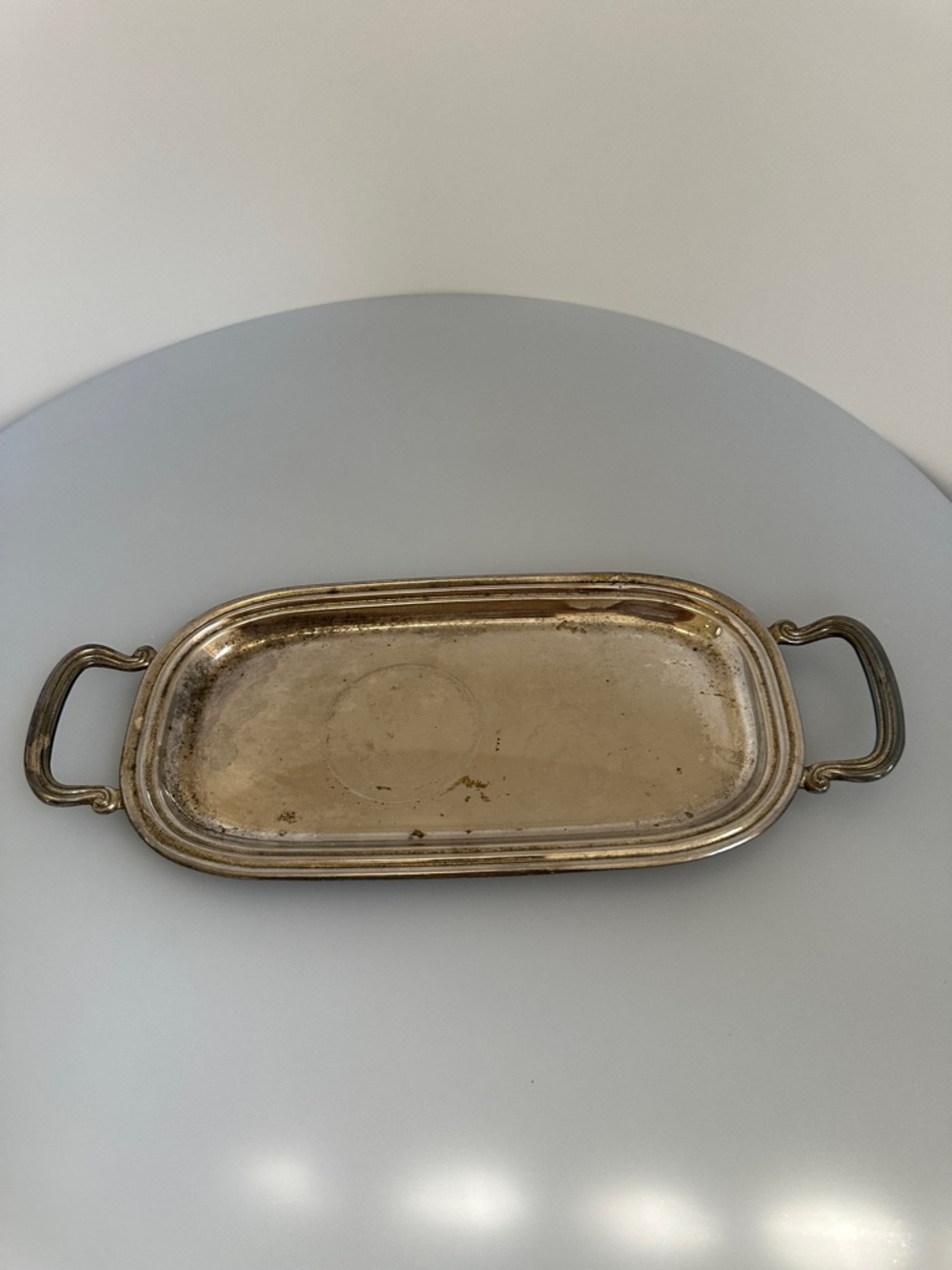 Silver-Tone Serving Tray with Handles